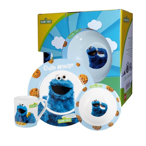 Krümelmonster frühstücksset - krümelmonster,