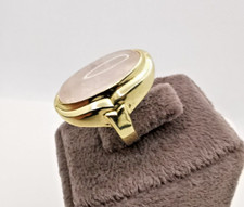 Edle Art Deco Damen Ring Rosenquarz Edelstein 333 Gold /8 Karat Handarbeit
