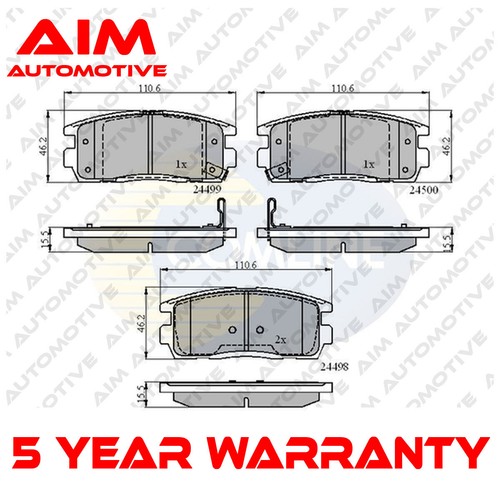 Brake pads set - brake, rear