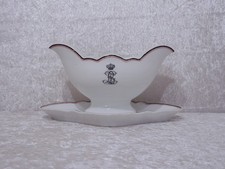 Antike Regiments Sauciere Krone & Monogramm Schumann Porzellan Vintage um 1900 