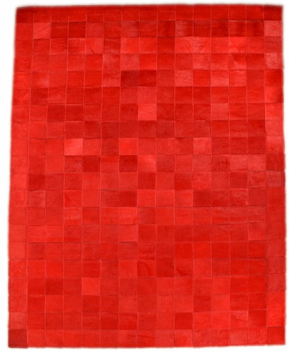 Kuhfell teppich rot patchwork - kuhfell,