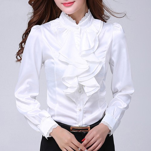 Damen satinbluse fauxseide - satinbluse,