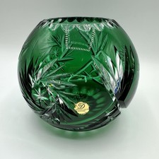 Vase Kugelvase Glas Geschliffen Schliffdekor Handarbeit Grün Glaskunst Döbern