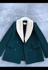 Women's SANDRO PARIS SHERPA Woole - Cashmere Pea Coat Jacket EU 36 UK 10 US 6 S