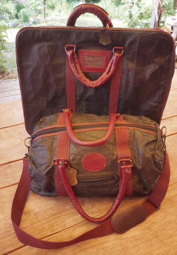 Set mit leder reisetasche - leder,