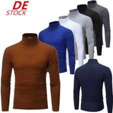 DE Herren Thermounterhemden Langarm Einfarbig Rollkragen Hemd Pullover Oberteil