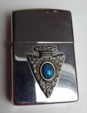 Vintage Altes  Benzin Feuerzeug original Zippo 1992 mit Edelstein Türkis
