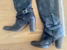 Schwarze leder absatz stiefel - schwarze, leder-absatz-stiefel