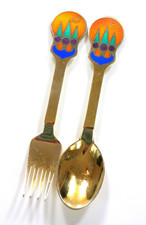 Set - Jahreslöffel + -gabel - Anton Michelsen - 1979 - 925er Sterling Silber