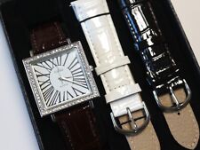 @  MAGNUM ESTRELLA DAMEN ARMBANDUHR  WEISS mit Strass & 2 Wechsel Armbändern  @