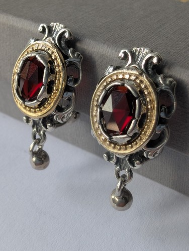 Vintage granat ohrclips - vintage,