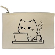 Canvas-Clutch "Exhausted Cat Working with Coffee" (CL00043482)