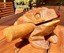 Frosch Guiro Holzfrosch Perkussions-Musikinstrument mit Schaber, Glücksbringer