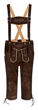 HIRSCHBERGER Trachten Lederhose Kniebund braun Gr. 46 - 72 Wildleder mit Träger