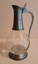 Vintage Weinkaraffe aus Zinn & Glas / Karaffe Wein