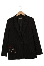 MANGO Herren Blazer Sakko L 50 Schwarz Gestreift Business Modern