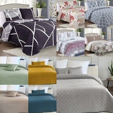 Tagesdecke Steppdecke Bettüberwurf 180x220 220x240 Grau Blau Schwarz Braun Beige