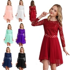 DE Mädchen Kleid festlich Langes Blumenmädchenkleider Hochzeits Party Festkleid