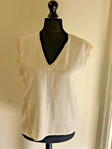 Zara weiß creme - creme, spitzenbesatz