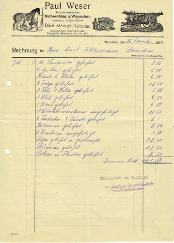 Rechnung von schmiedemeister - von,