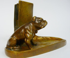 Wiener Bronze Bulldogge Streichholzschachtelhalter Aschenbecher sign.