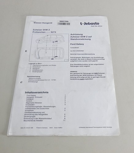 Einbauanweisung webasto - einbauanweisung,