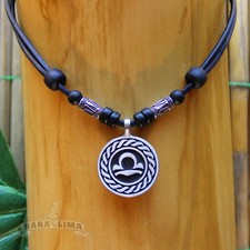 Lederhalskette Sternzeichen Waage Herrenkette Damenkette Halskette Surferkette