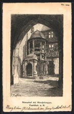 Künstler-AK Alt-Frankfurt, Römerhof mit Wendeltreppe 1905 