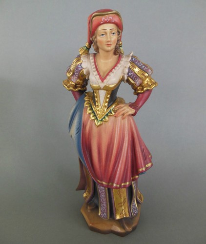Holzfigur komödiantin frau - komödiantin,
