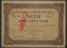 Neckarwerke Aktiengesellschaft 1923 1000 Mark