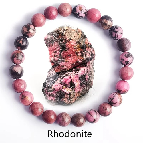 Rhodonit armband 8mm stretch - 8mm,