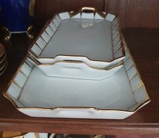 Fürstenberg Grecque Athena weiß/gold - eine Platte (groß, Rechteck)