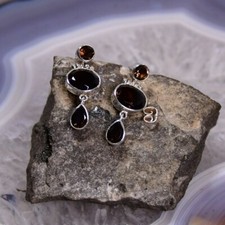 Rauchquarz Ohrring, 925er Silber, Edelstein Ohrring (3319), Edelsteinschmuck