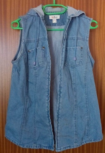 Damen jeans weste mit kapuze - damen,