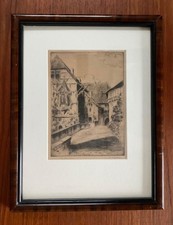 antike Radierung “ Hof der