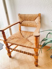 Bürostuhl Chefsessel historisch Stil, Eiche unlackiert Bastrohrgeflecht Armlehne