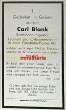 Sterbebild WWII Leutnant