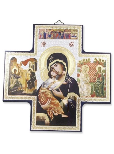 Ikone madonna auf holzplatte - ikone,