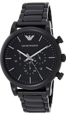 EMPORIO ARMANI Chronograph Uhr Schwarz Edelstahl Herren NEU FR