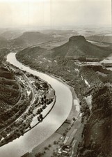 AK "Luftbild - Lilienstein mit Festung Königstein " 1972 ungelaufen. Echtes Foto