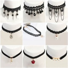 Gothic Samthalsband Strass