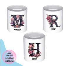 Bedruckte Spardose mit Blumen Motiv  Personalisiert mit Namen Geschenk-idee
