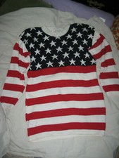 VINTAGE Pullover Superminikleid FLAGGE USA REINE BAUMWOLLE Beverly Hills Import 