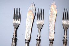 Fischbesteck antik Christofle Silberbesteck Fischmesser Fischgabeln mit Gravur
