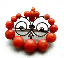 Jugendstil Koralle Korallenbrosche Brooch Brosche  Floral Nr.342