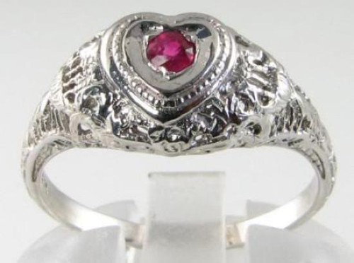 9ct weißgold rubin - 9k,
