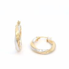 Damenohrringe, Creolen bicolor gedreht Gelbgold/Weißgold 375 9 KT