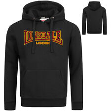Lonsdale Black Hoodie Classic Flock Print Hooded Sweatshirt Slim-Fit Kapuze