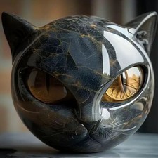 Katzenkopf schwarze Katze Steinstatue Harz Wohndekoration Ornamente Halloween