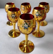 6 Wein Gläser Murano Italy -